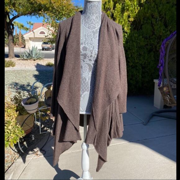 FREE PEOPLE Womens Brown Wool Blend Knit Y2K Waterfall Cardigan Sweater Small - Picture 4 of 5